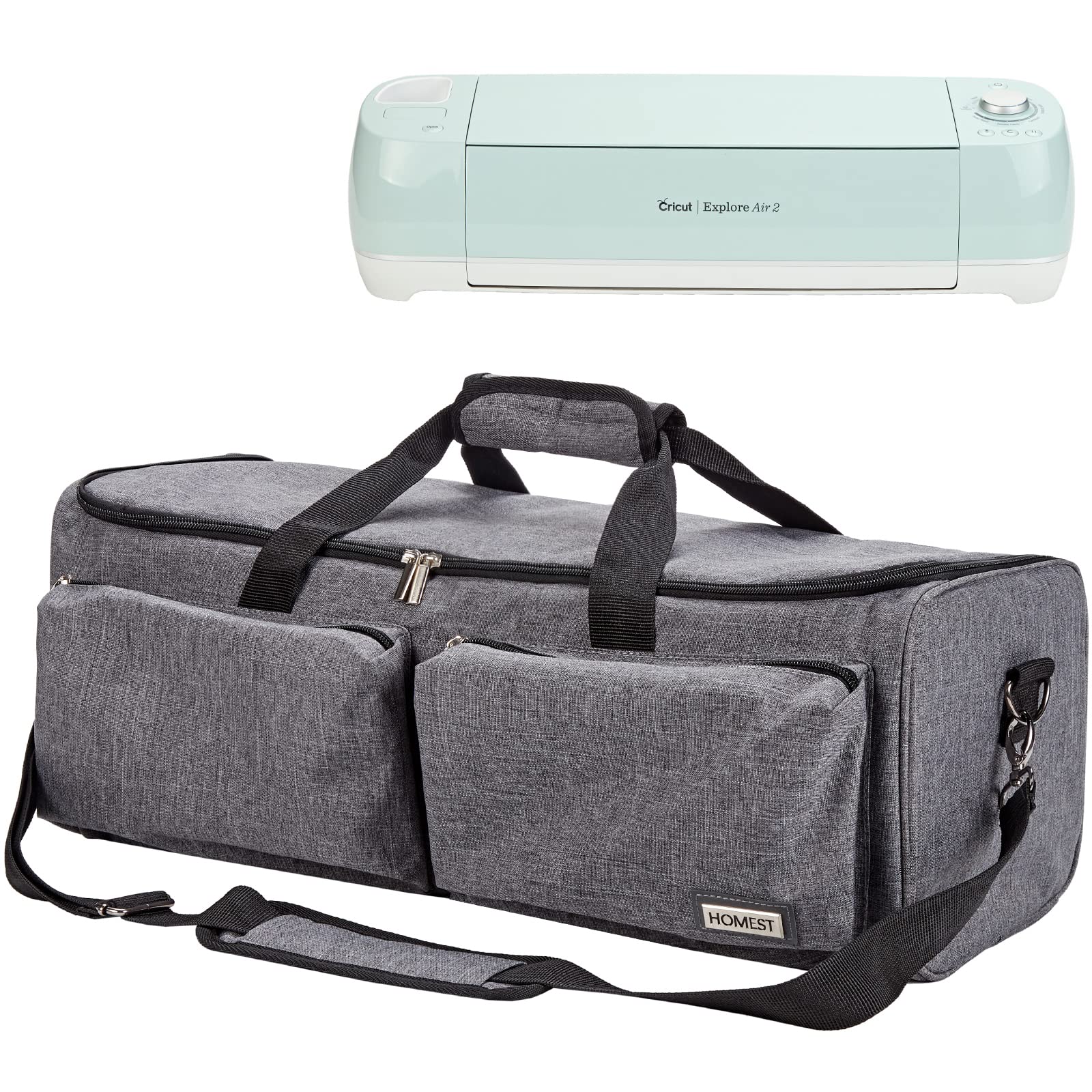 Premium HOMEST Carrying Case for Cricut Explore Air 2 & Maker - Durable Grey Tote Bag with Patent Design - Perfect for Die Cut Machine Storage & Crafting On-The-Go