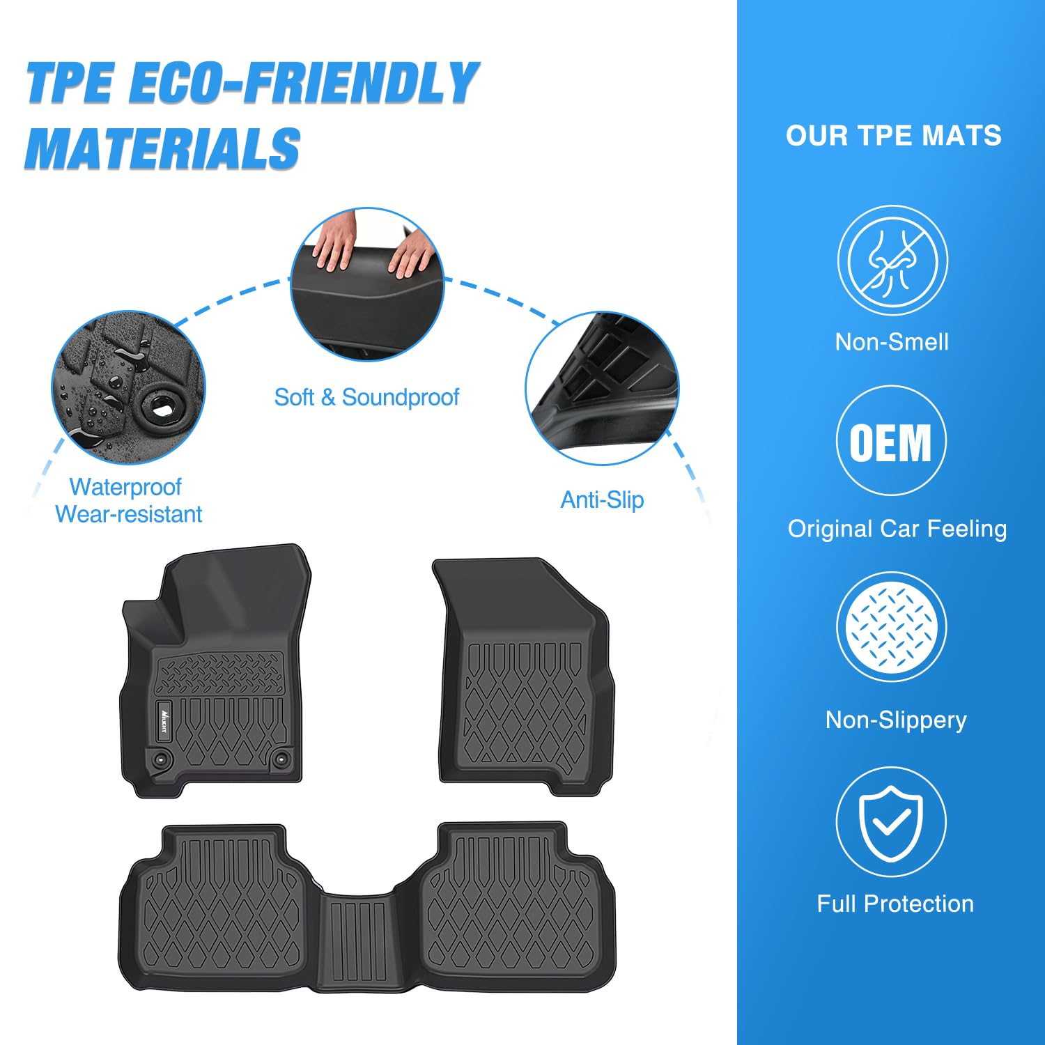 Nilight Custom Fit All-Weather TPE Floor Mats for Dodge Journey 2011-2020 | Heavy Duty Car Floor Liners | Perfect for Rain, Snow & Mud Protection