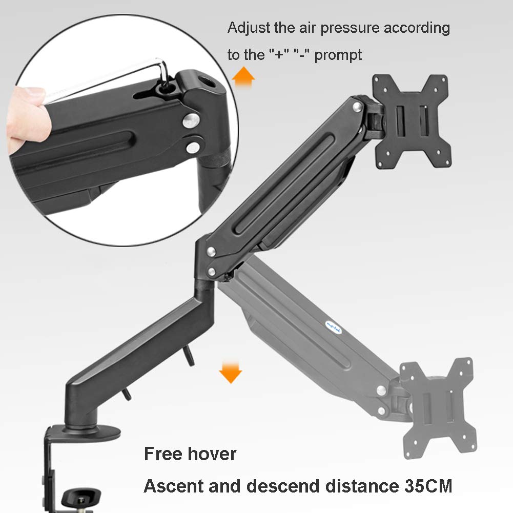 AYY Single Monitor Arm Stand for 17-27 Inch Computer Screens - Adjustable Height, Tilt & Rotation Steel Mount with VESA 75x75/100x100 - Perfect for Home Office, Gaming & Workspace Ergonomics