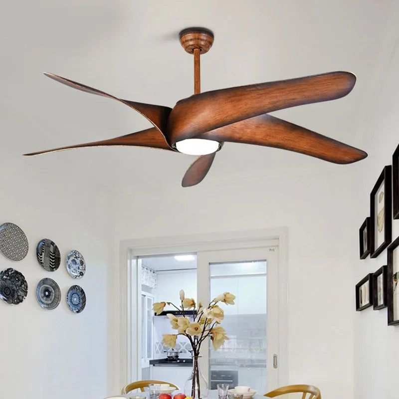 60 Inch Vintage Brown Ceiling Fan with Remote Control - Energy Efficient Quiet Motor for Bedroom, Living Room & Outdoor Patio Use
