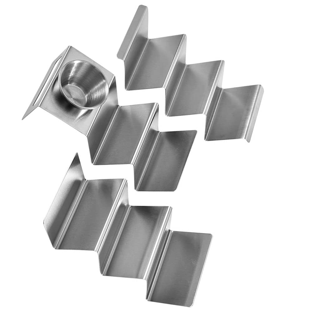 DOITOOL 3-Pack Stainless Steel Taco Holders - Oven, Grill & Dishwasher Safe Taco Stand Rack - Holds 2-3 Tacos for Easy Serving - Perfect for Taco Night, Parties, BBQs & Mexican Cuisine