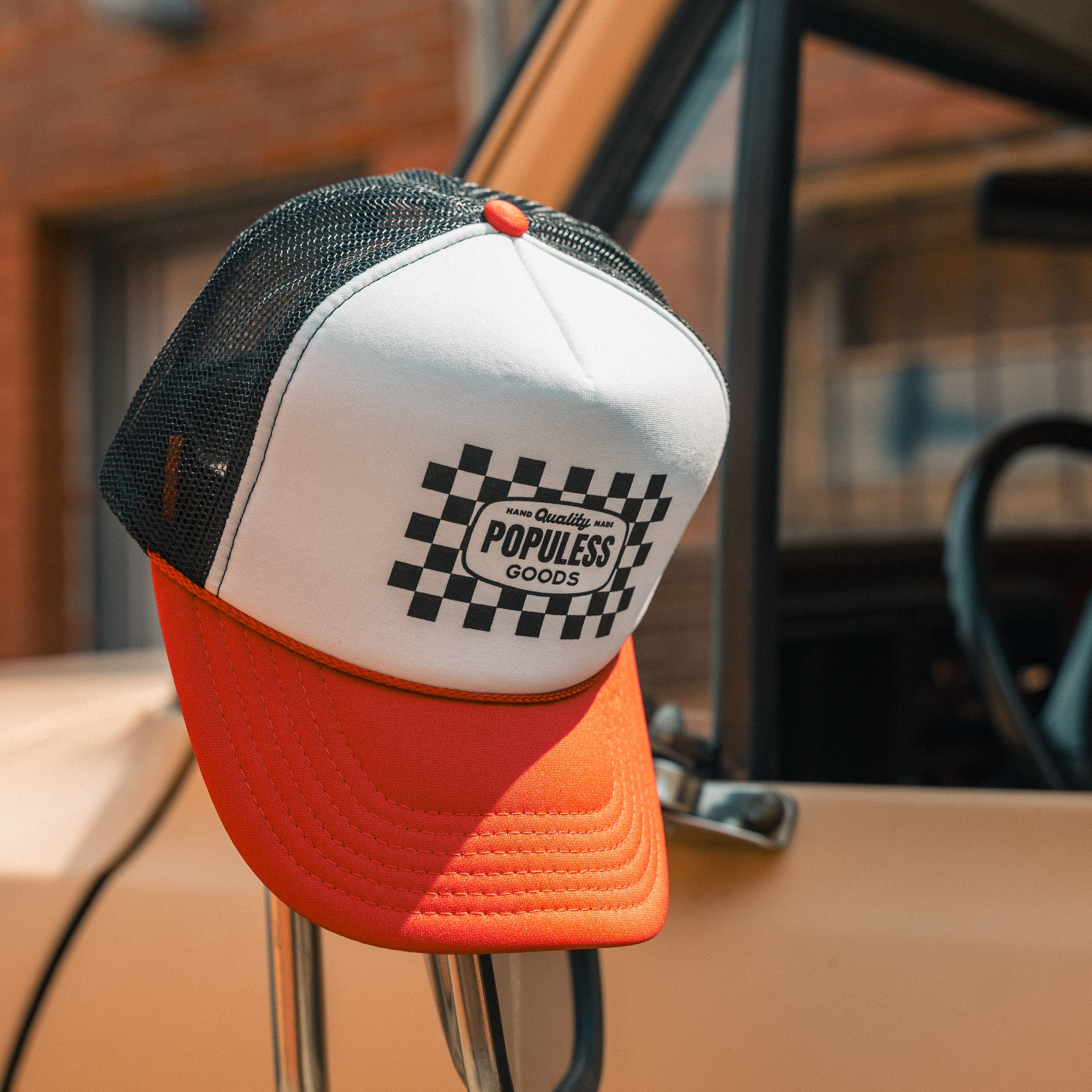 Checker Trucker Hat - Red & White Baseball Cap for Men & Women - Perfect for Outdoor Activities, Sports & Casual Wear