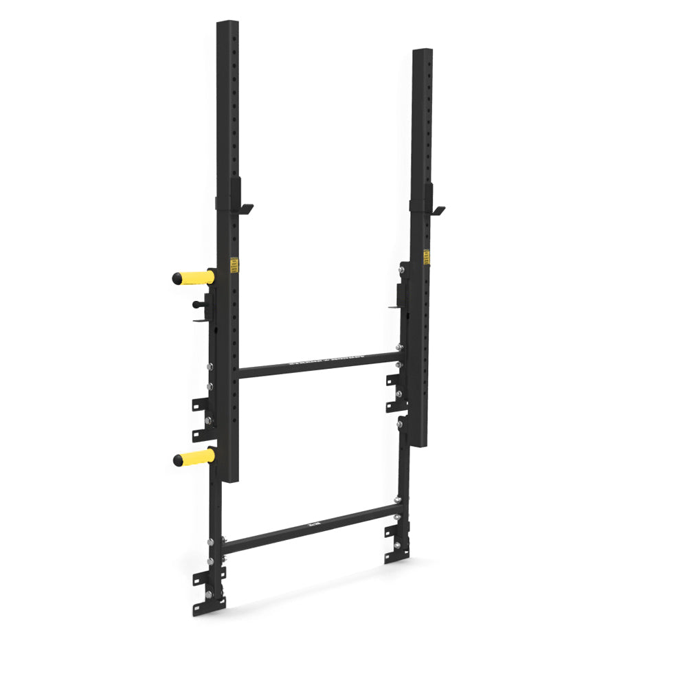 XM Fitness Wall Mounted Fold Up Rack V2 - Space Saving Home Gym Equipment for Strength Training & Workouts - Perfect for Small Spaces, Apartments & Garage Gyms