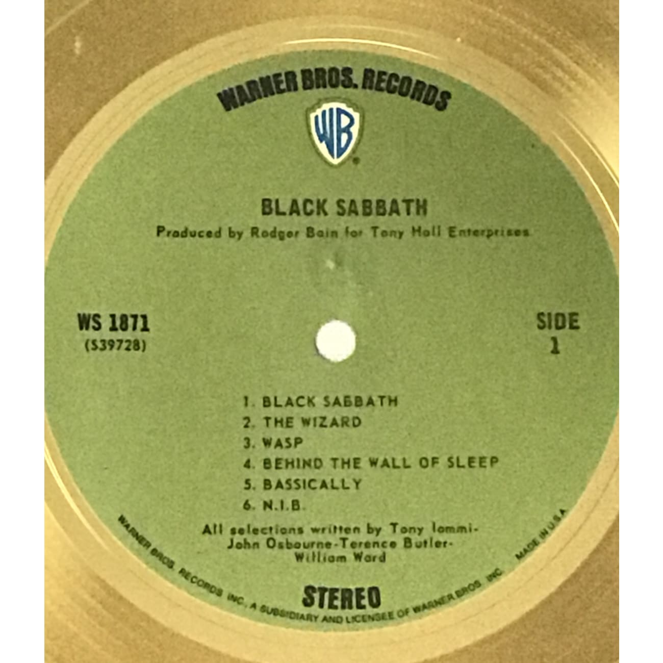 Black Sabbath Debut White Matte RIAA Gold LP Award - Signed by Tony Iommi - Rare Collectible Vinyl Record for Music Memorabilia & Rock Band Fans