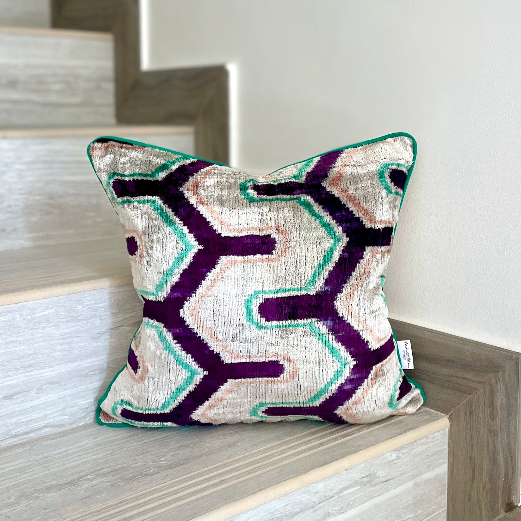 Luxury Velvet Ikat Cushion Cover with Snake Design - Decorative Throw Pillow Case for Sofa, Bed & Home Decor - Boho Chic Living Room Accessory