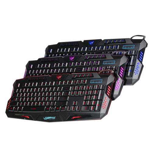 A877 Wired RGB Backlit Gaming Keyboard - 3 Color Adjustable LED Backlight, Russian Layout | Perfect for PC Gaming, Office Work & Typing