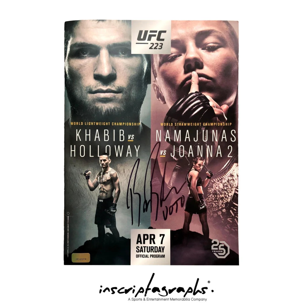 Bruce Buffer Signed UFC 232 Fight Program with Khabib Nurmagomedov Autograph - Authentic COA Included - Perfect for UFC Memorabilia Collectors and MMA Fans Display
