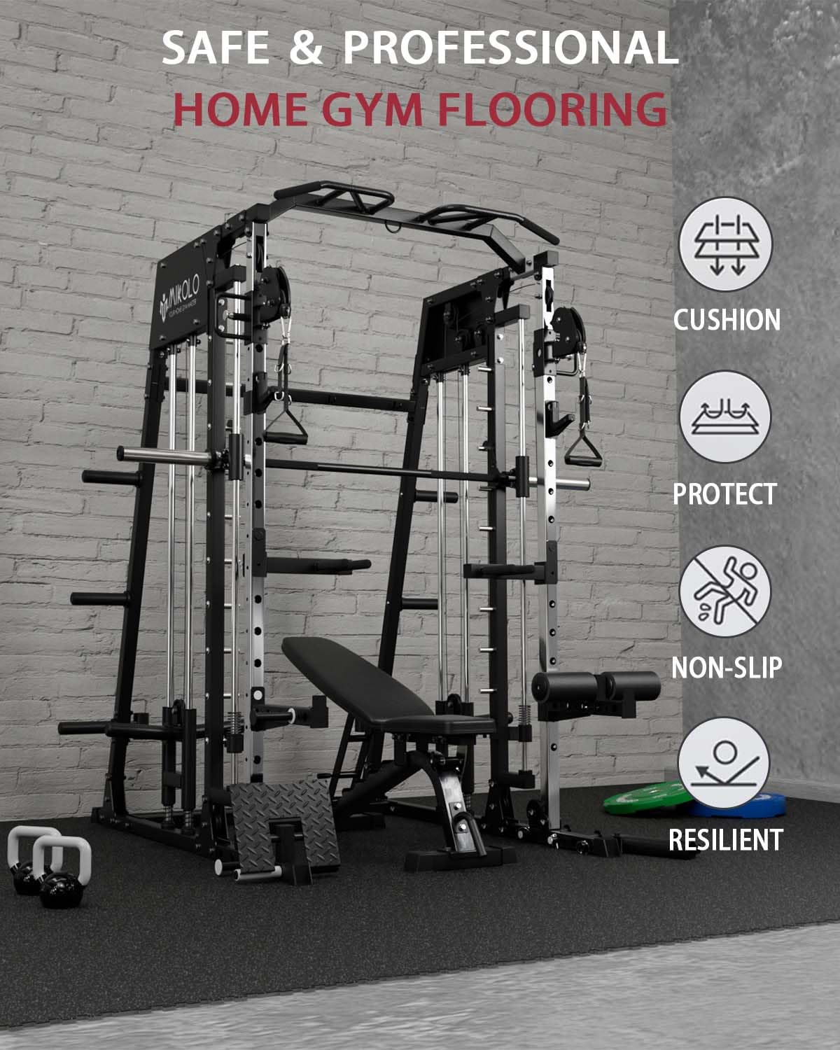 Premium 0.56 Inch Thick EVA Foam Gym Flooring Mats - Interlocking Puzzle Rubber Exercise Mat for Home Gym Equipment Protection | Ideal for Weightlifting, Yoga & Cardio Workouts
