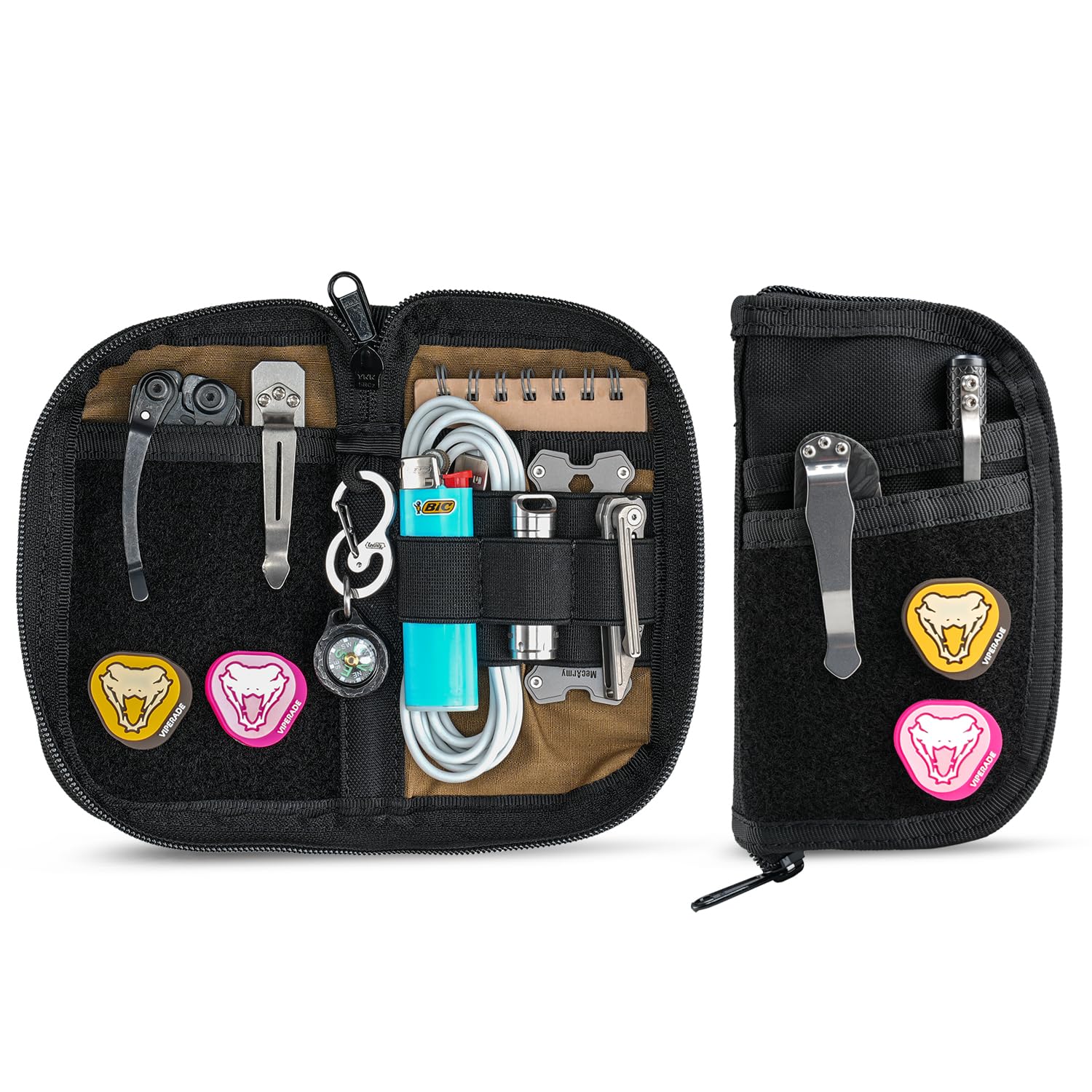 Viperade VE22 EDC Pouch - 4-Pocket Nylon Organizer for Men | Compact Multitool & Gear Storage | Perfect for Everyday Carry, Camping, Hiking & Travel Accessories