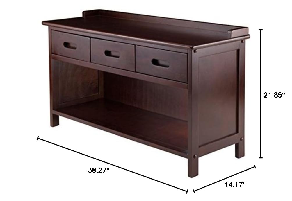 Ergode Adriana Storage Bench with 3 Drawers - Comfortable Seating & Ample Storage Space - Walnut Finish (94038-VV) - Perfect for Entryway, Bedroom or Living Room Organization