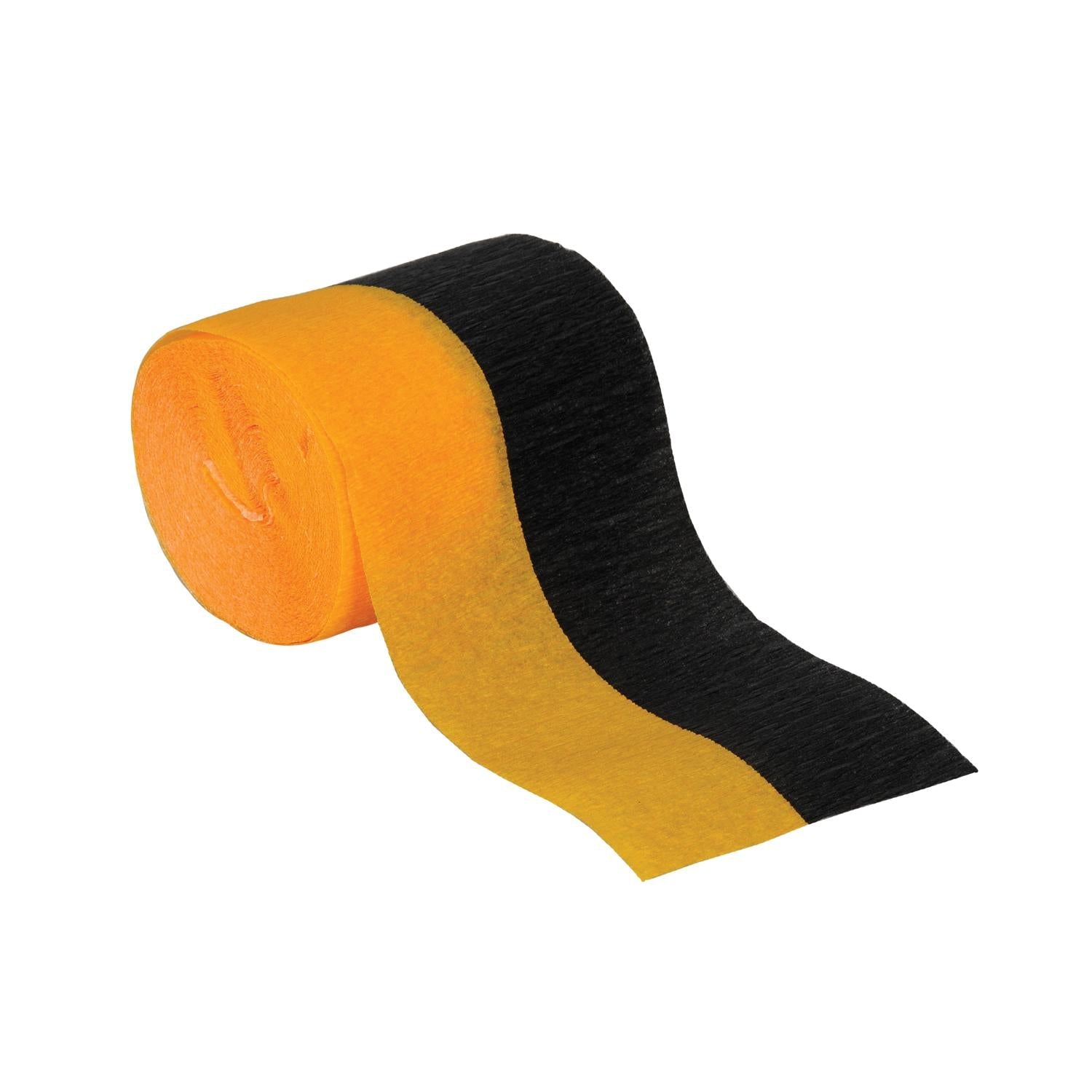 12 Pack Beistle FR Black & Gold Crepe Streamers - Perfect for Birthday Parties, Halloween Decorations & Festive Celebrations