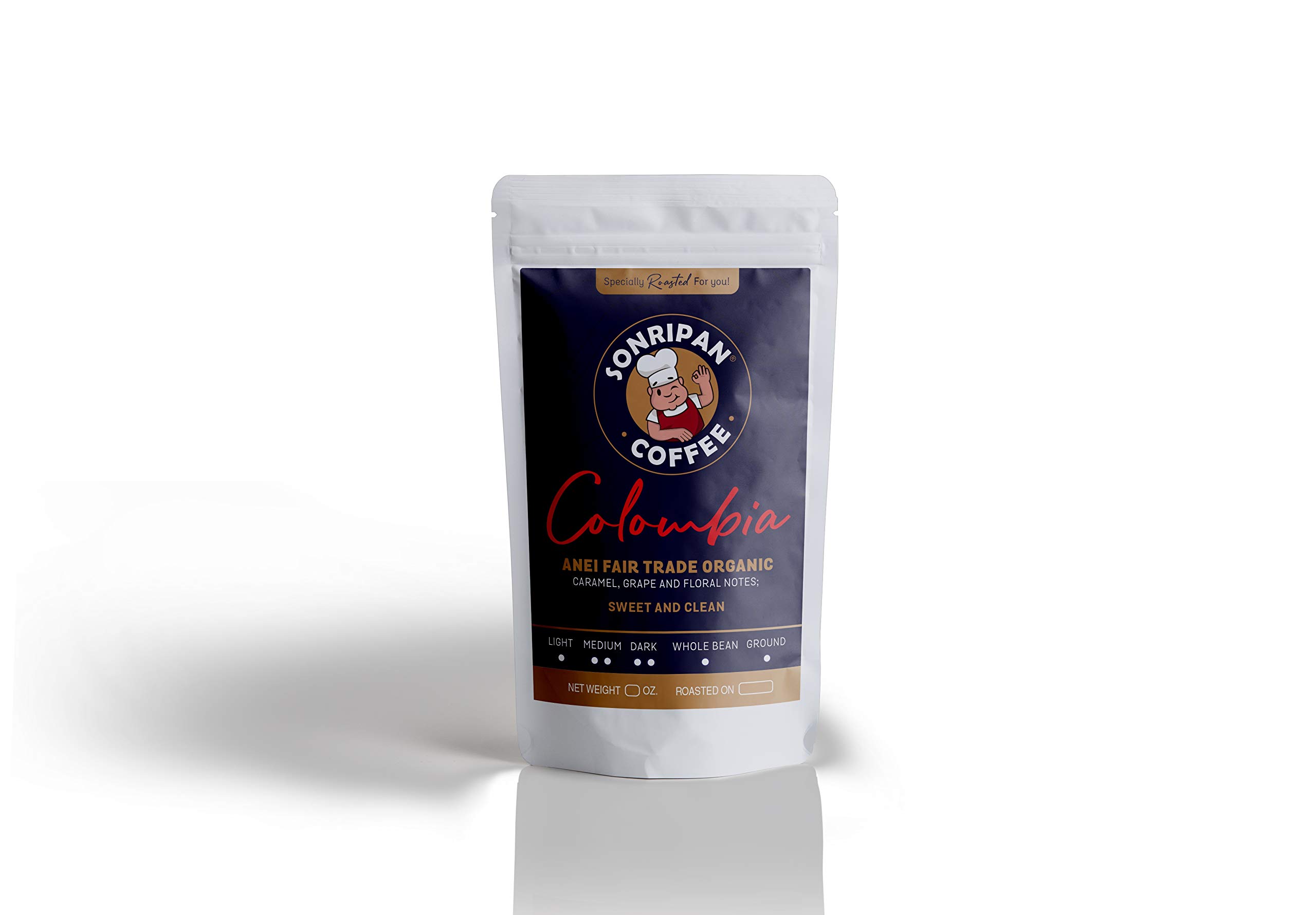 Sonripan Roast to Order Arabica Coffee - Freshly Roasted Fair Trade Organic Colombian Beans (Medium Roast for Regular Coffee Makers) - Perfect for Home Brewing & Office Use