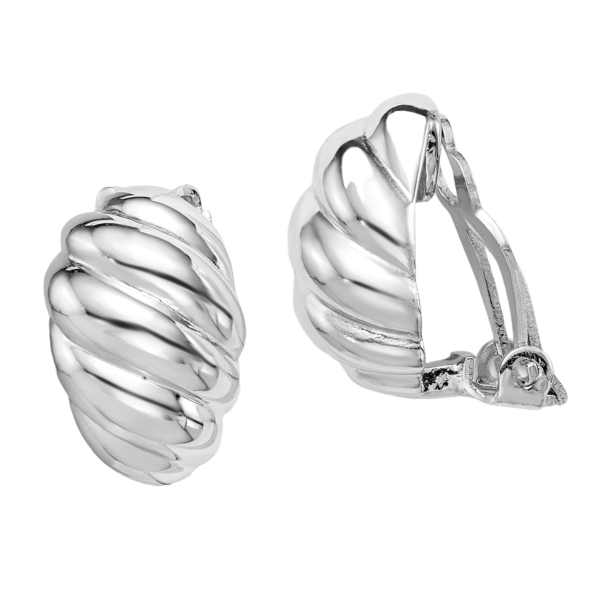 925 Sterling Silver Clip-On Oval Earrings for Women - Hypoallergenic Non-Pierced Fashion Jewelry - Perfect for Weddings, Parties & Everyday Wear