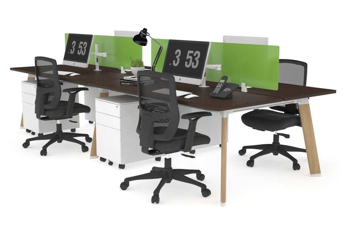 4-Person Wooden Workstation with Imprint Frame - 1400L x 700W Dimensions - Ideal for Office, Home Office & Collaborative Workspaces
