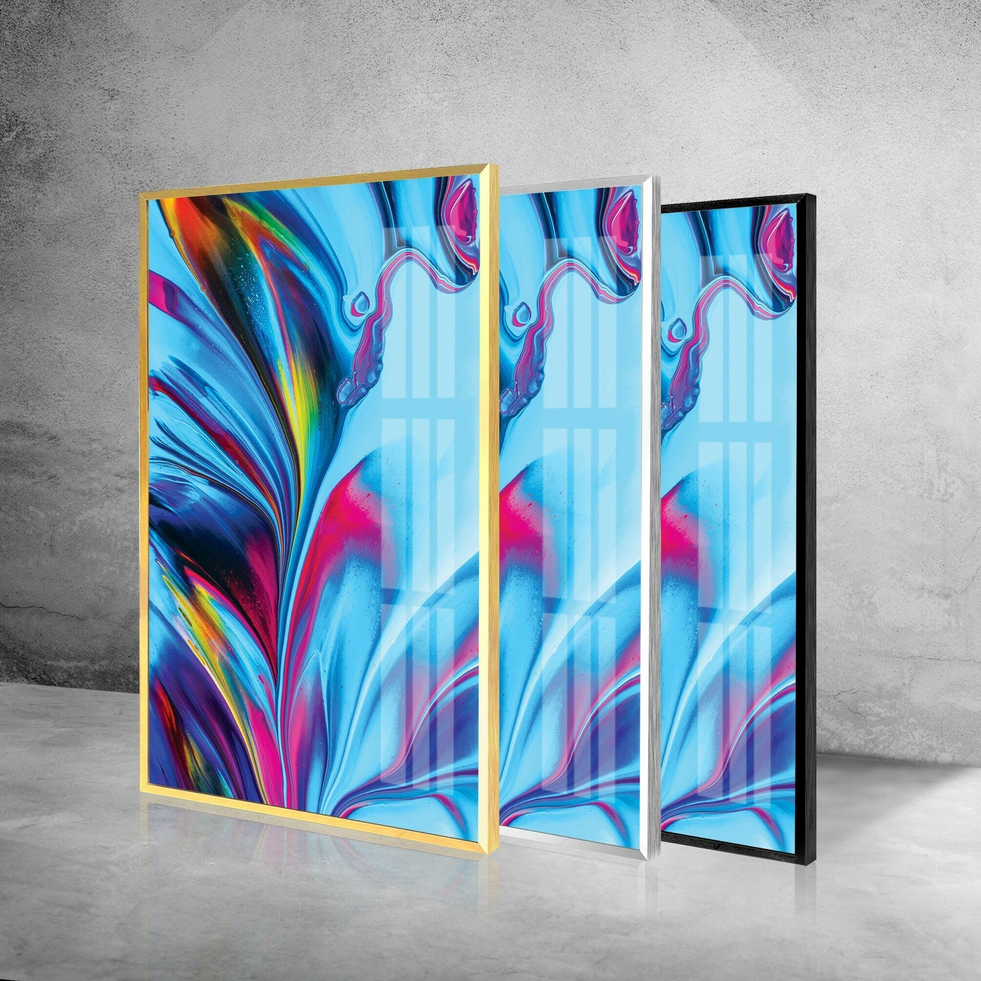 Blue and Red Abstract Glass Wall Art - Modern Handmade Decor for Living Room, Bedroom & Office - Perfect for Home & Office Decorations