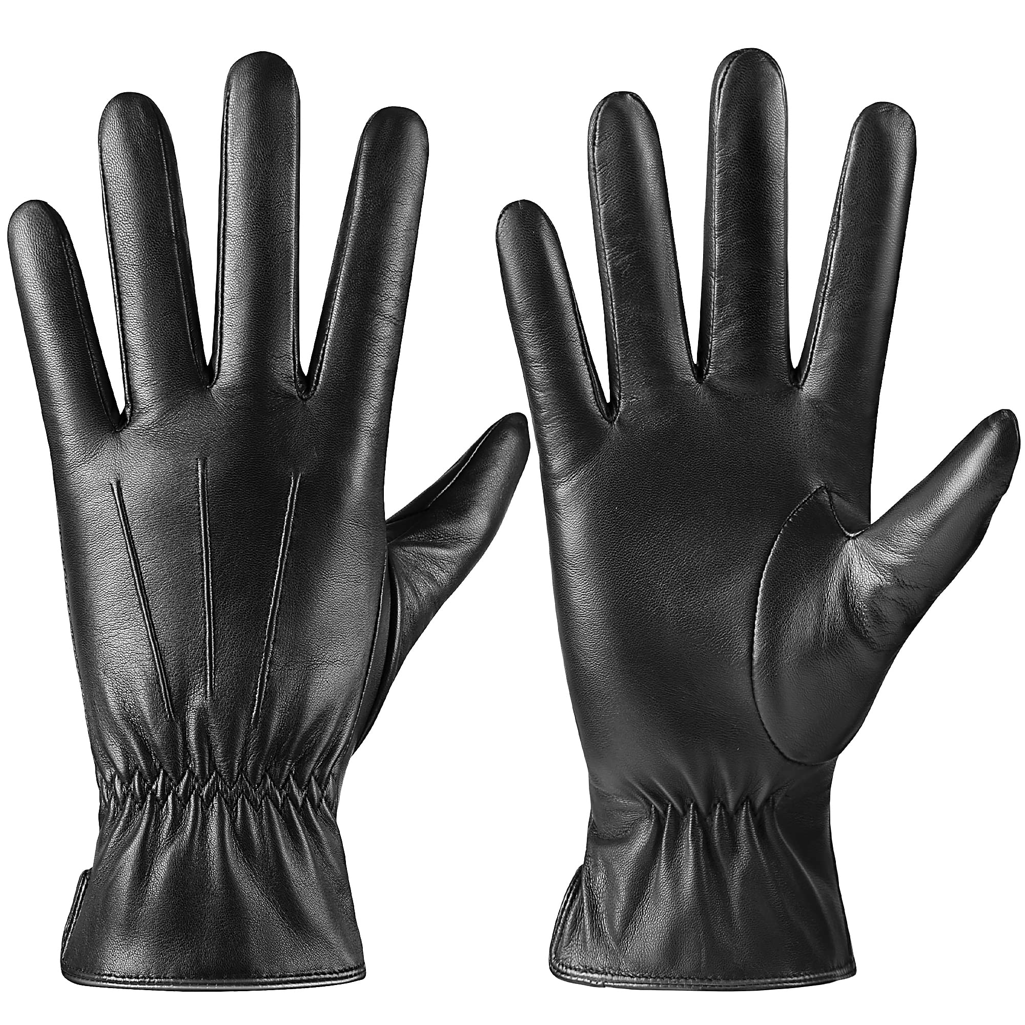 Women's Winter Leather Gloves with Cashmere Lining - Touchscreen Compatible, Windproof & Warm for Driving, Texting & Outdoor Activities - Perfect for Commuting, Skiing & Cold Weather Fashion
