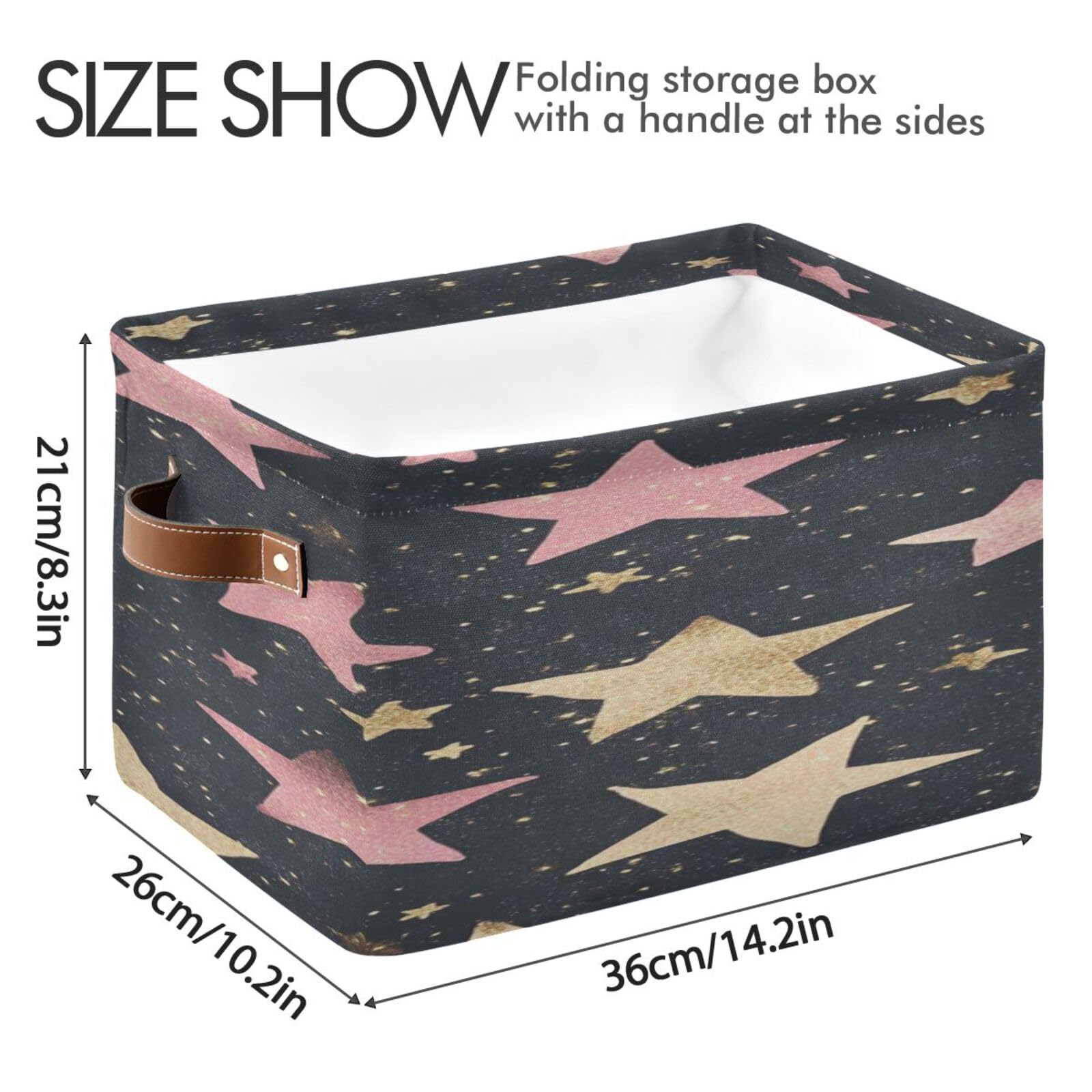 Large Storage Baskets with Handles - Foldable Home Organization Bins for Closet, Shelves & More (2-Pack, Custard Star) - Perfect for Bedroom, Bathroom & Kids Room Storage