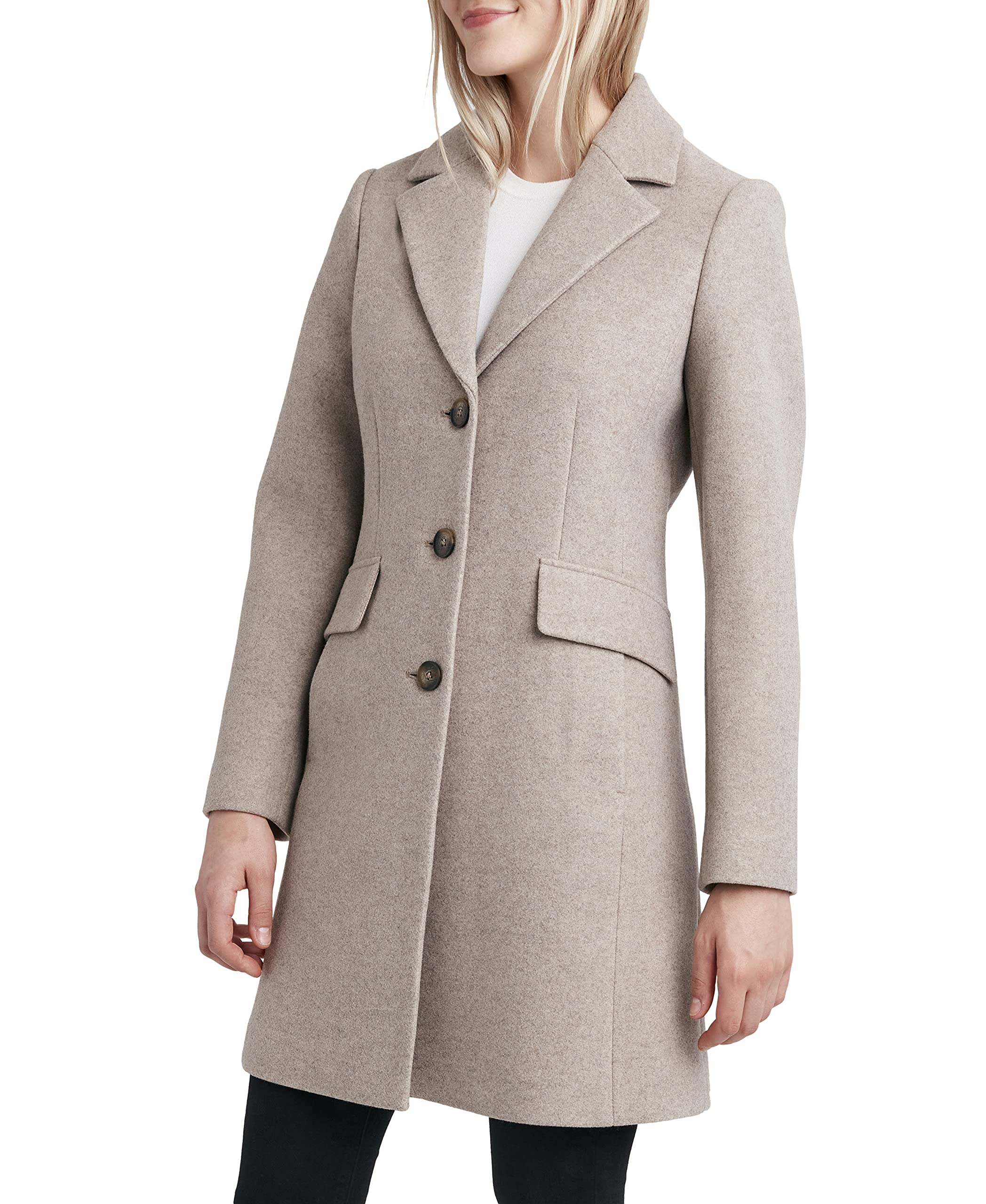 Shelli Segal Women's Faux Wool Coat with Notch Collar - Winter Fashion Outerwear for Women | Perfect for Office, Parties & Cold Weather