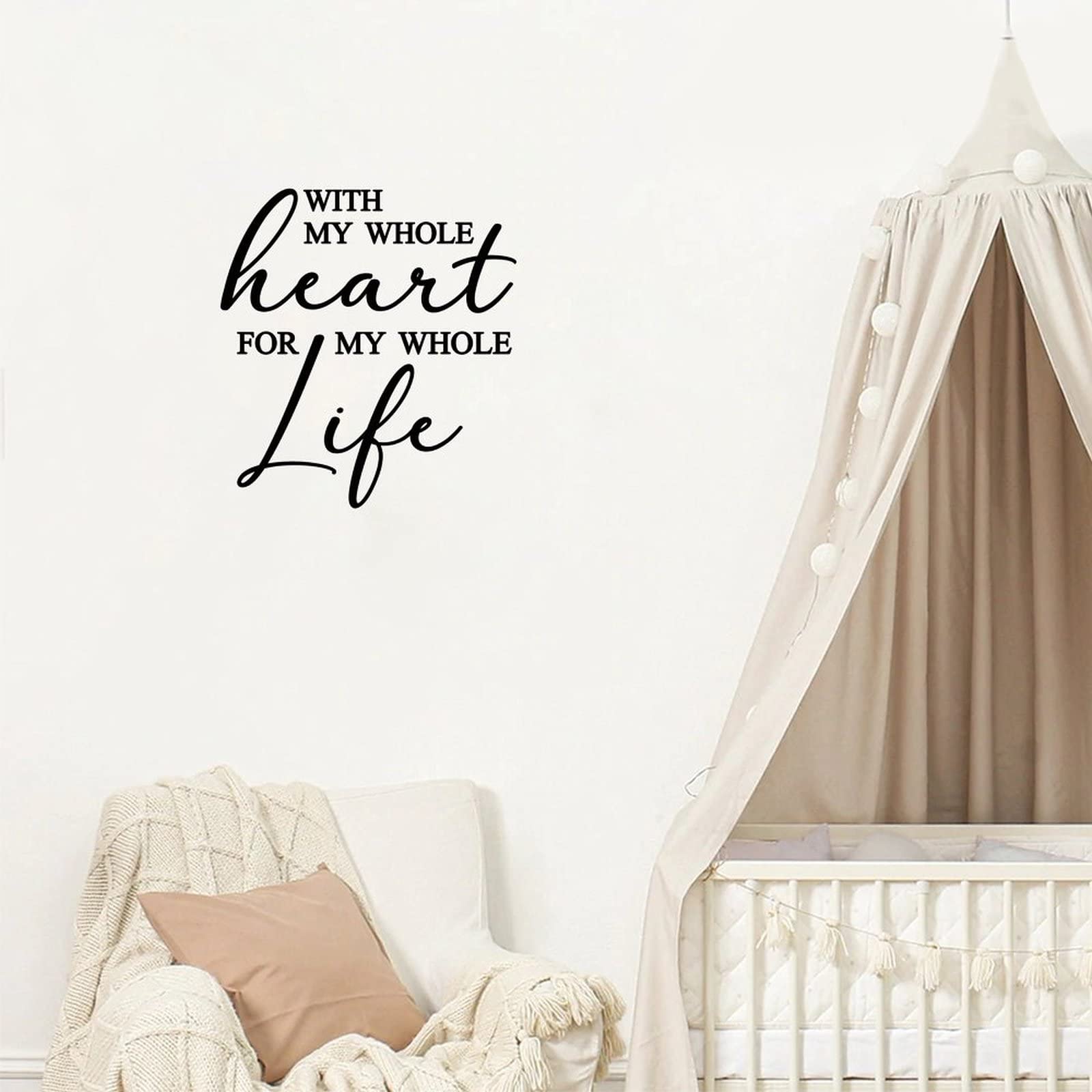 Custom Large Vinyl Wall Decals for Bedroom, Nursery, Kitchen, Dining & Bathroom - My Whole Heart for My Whole Life Wall Art - Easy to Remove Above Bed Decor - Perfect for Home, Office & Dorm Room