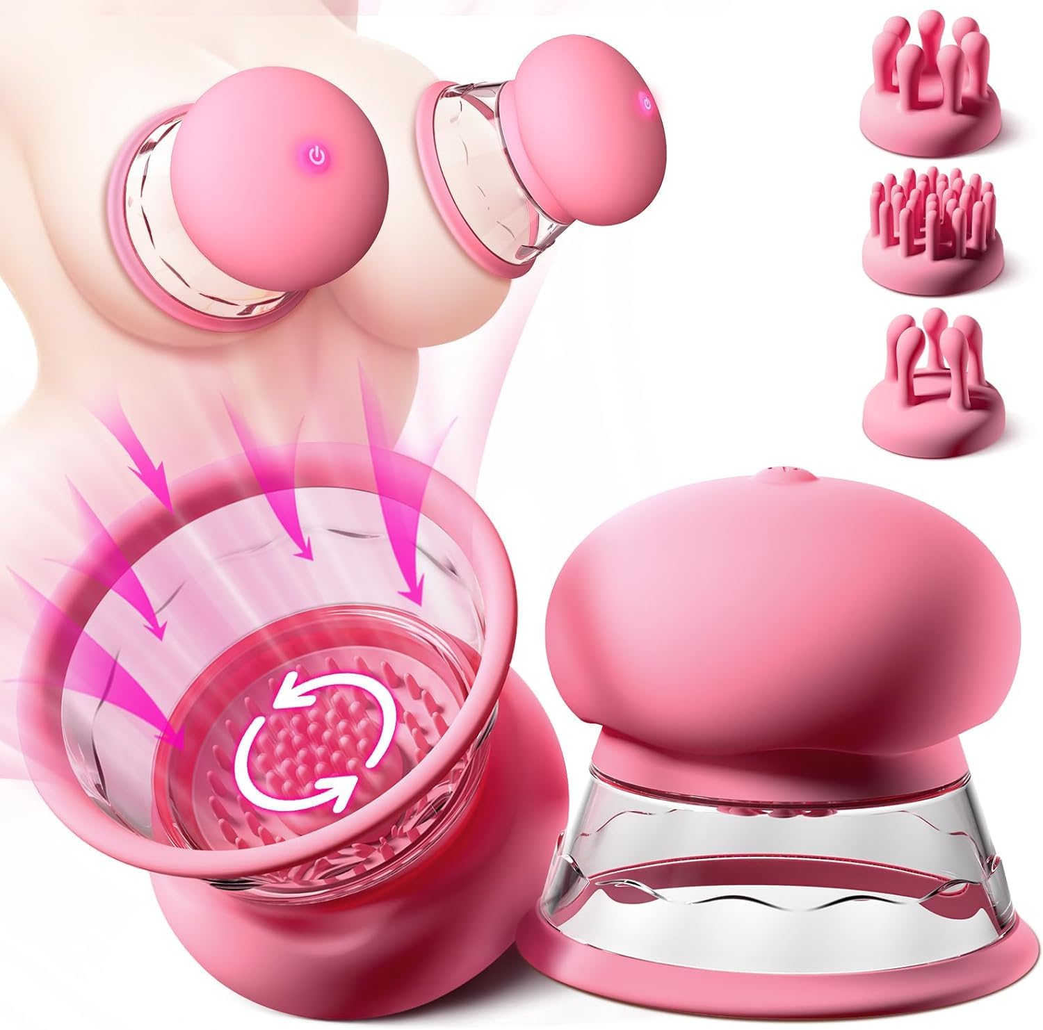 Rechargeable Nipple Vibrator for Women - 10 Powerful Suction & Vibration Modes with 3 Brush Heads, Adult Sex Toy for Couples Pleasure & Sensual Massage | Perfect for Foreplay, Solo Play & Intimate Moments