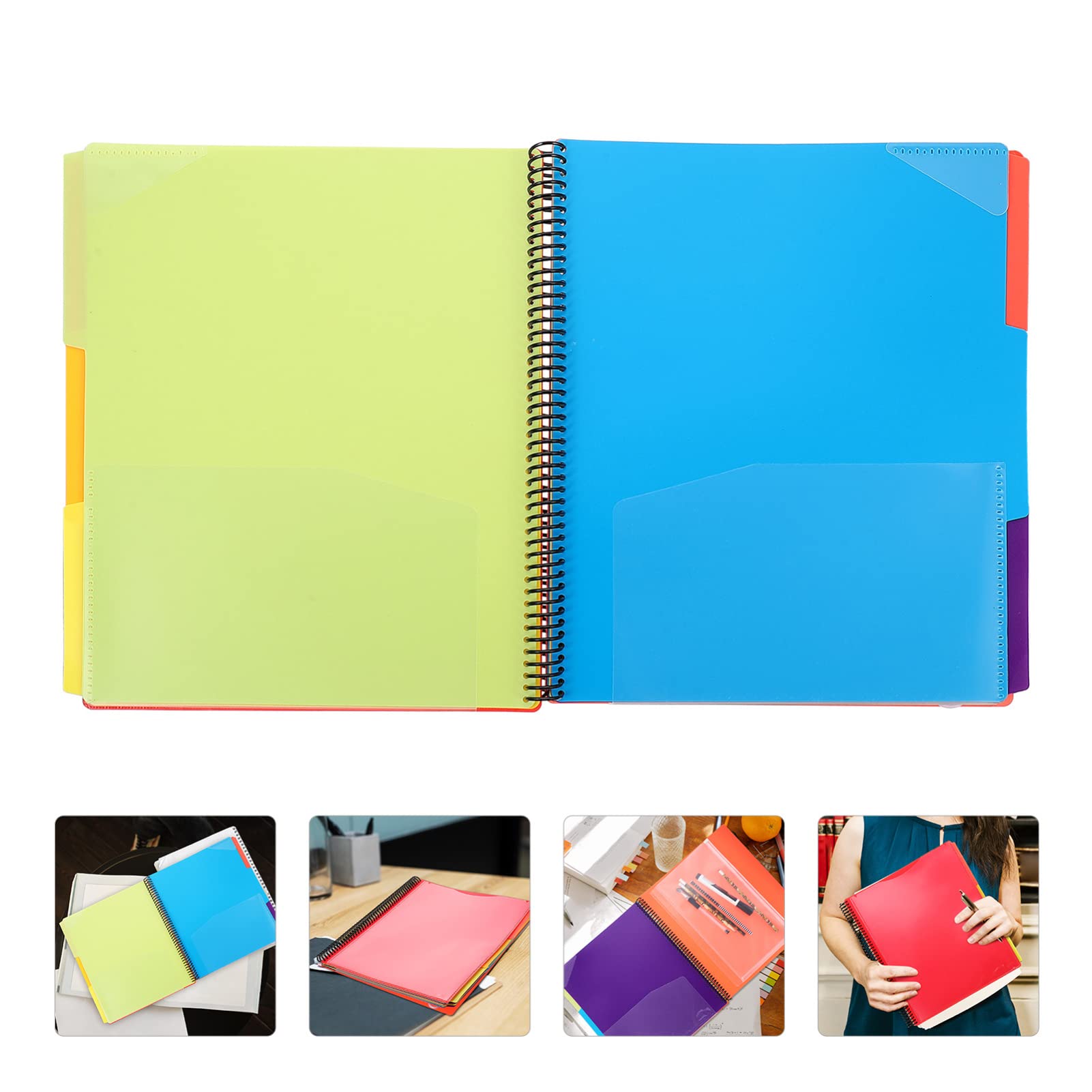 Operitacx Coil Notebook Folder - 6-Pack Organizer File Folders for Office, School & Home - Document Storage Holder with Durable Plastic Cover - Perfect for Classifying Papers, Receipts & Important Documents