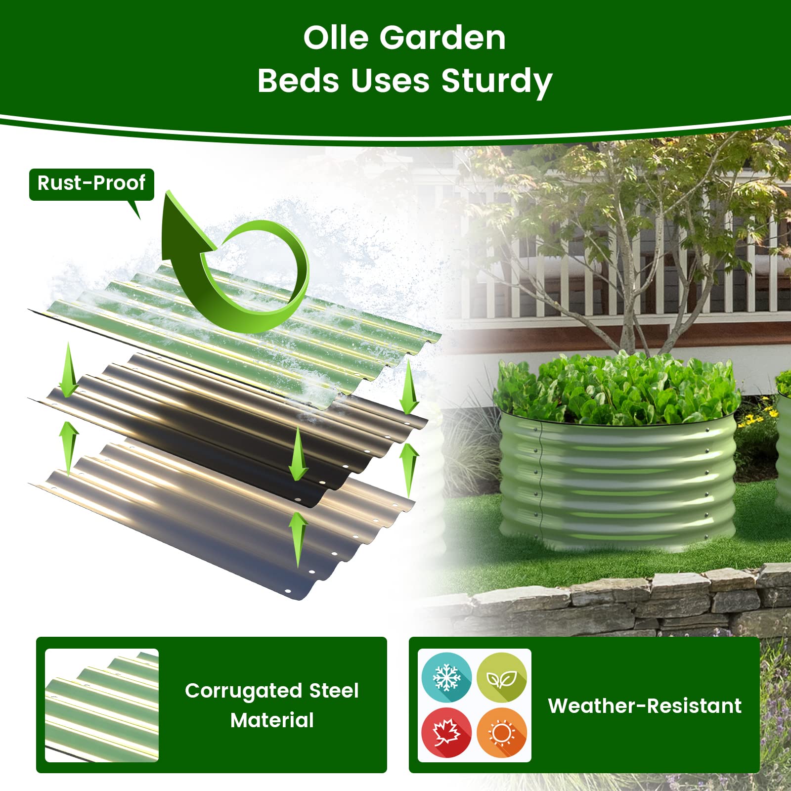 Olle Twin Round Metal Raised Garden Beds - 17