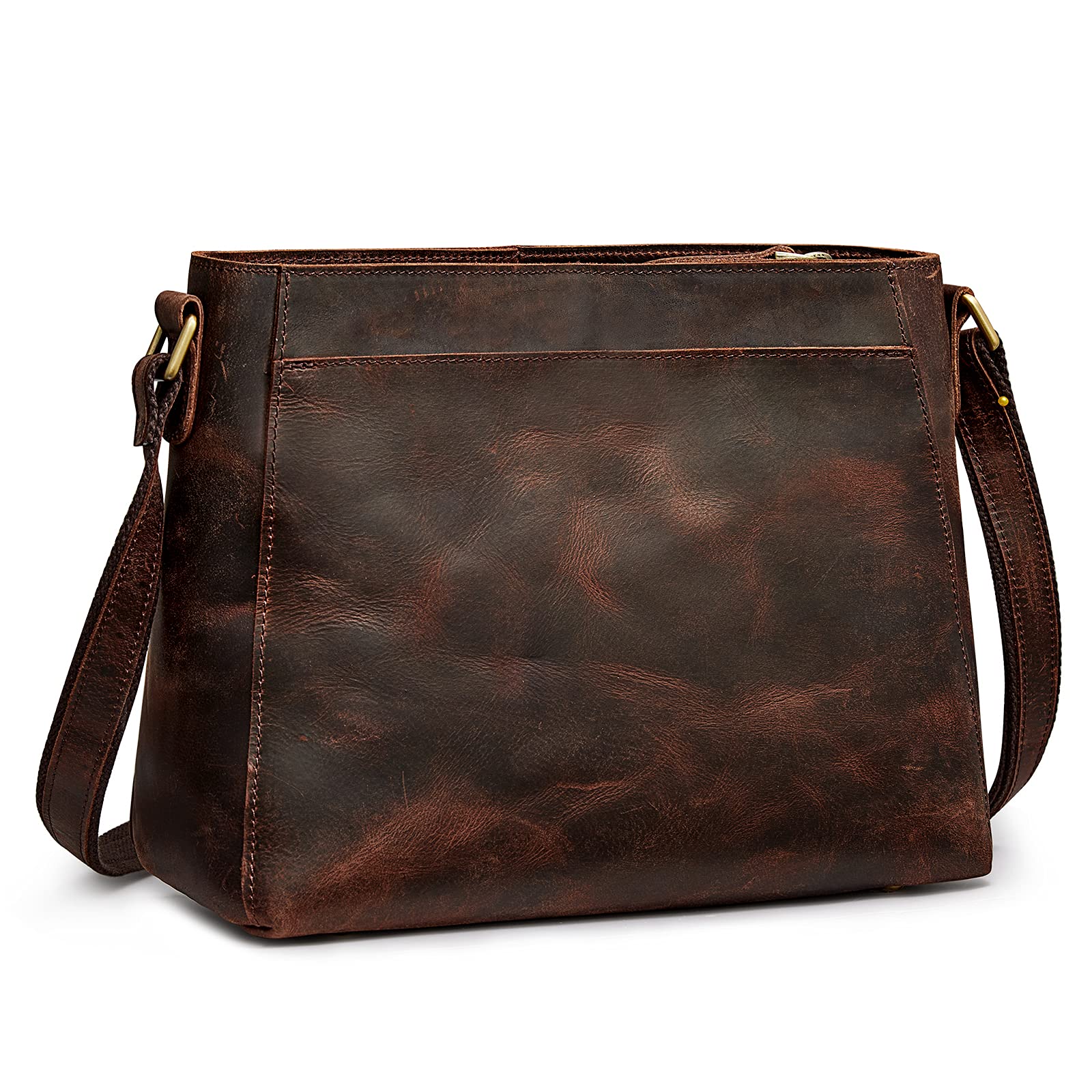 Vintage Genuine Leather Crossbody Bag for Women - Medium Size Shoulder Purse Handbag - Perfect for Everyday Use, Travel & Casual Outings