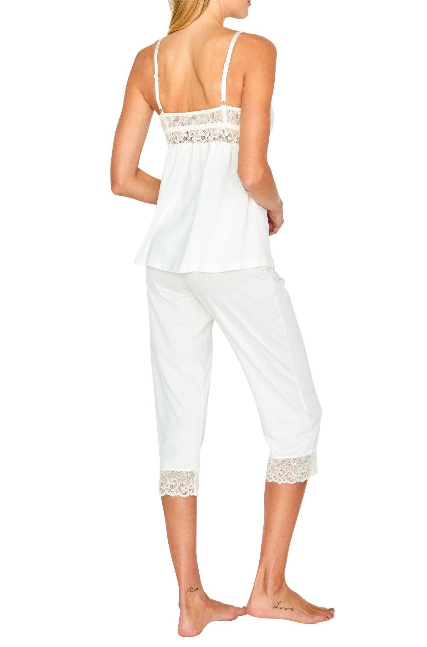Leslie Spaghetti Strap Camisole Cropped Pajama Set - Women's Sleepwear for Summer, Lounge & Vacation - Soft Comfortable Sleep Shirt & Shorts PJs