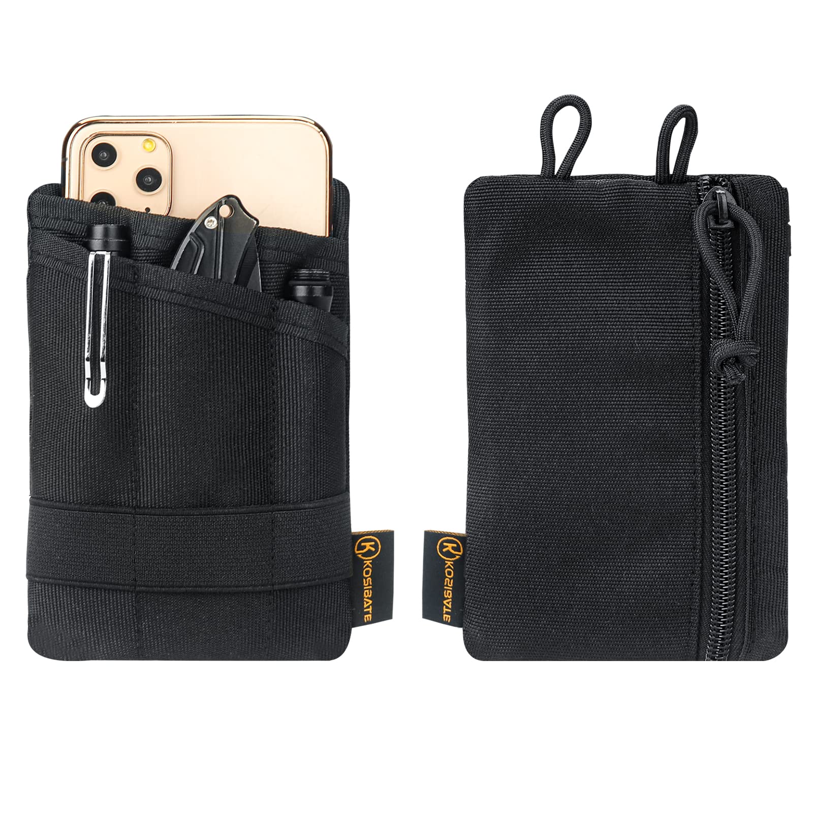 Kosibate EDC Pouch - Slim Men's Everyday Carry Organizer Bag for Tools & Essentials | Compact Storage Pouch for Tactical Gear, Camping, Hiking & Urban Commute (Grey)