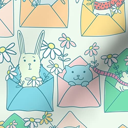 Premium Spoonflower Fabric - 'You Letters Snail Pen' Printed Soft Minky Fabric by The Yard for Sewing Baby Blankets, Quilt Backing & Plush Projects - Perfect for Nursery Decor, DIY Baby Gifts & Cozy Home Textiles