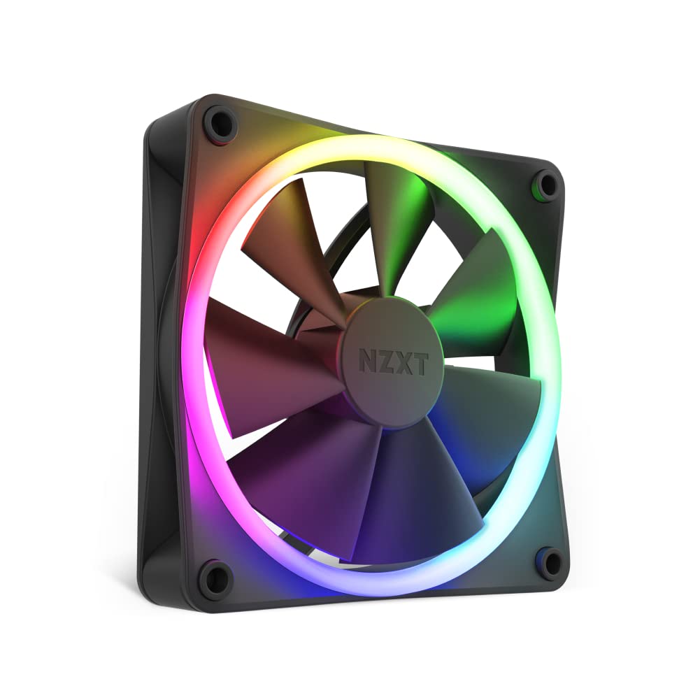 NZXT F120 RGB PC Cooling Fans - 120mm Black Case Fans with Advanced RGB Lighting & Quiet Operation - Triple Pack Includes Fan Controller - Perfect for Gaming PCs, Workstations & Custom Builds