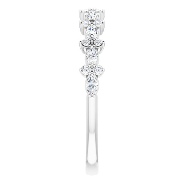 0.34 ct Marquise & Round Diamond Wedding Band - Elegant Anniversary Ring for Women - Perfect for Bridal Jewelry, Engagement Gift & Special Occasions