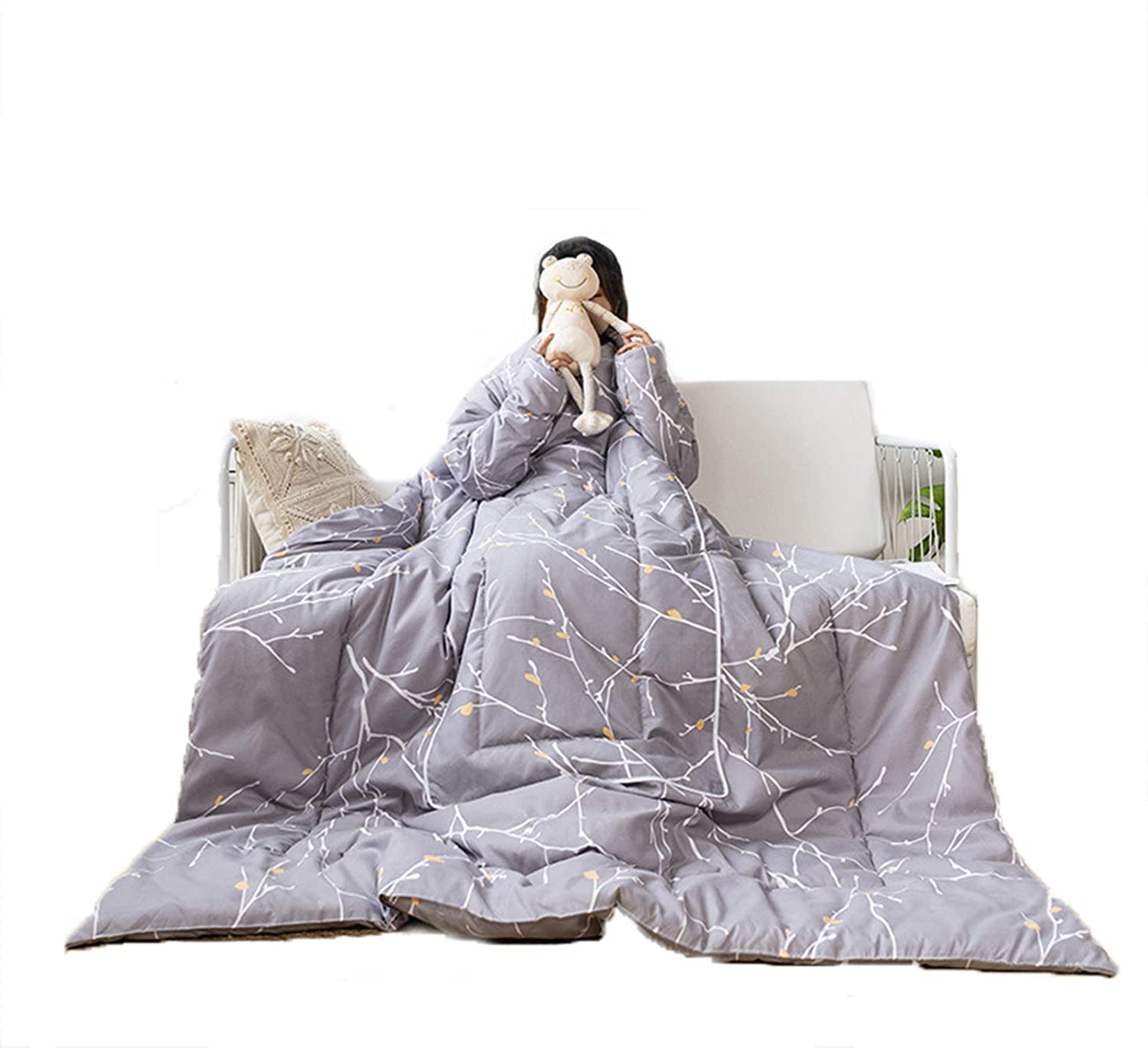 MOSHUO Wearable Blanket with Sleeves - Soft & Warm Fleece Sherpa Throw for Adults - Perfect for Winter, Home Office, Gaming & Relaxing (Grey) - Cozy for Movie Nights, Reading & Phone Time