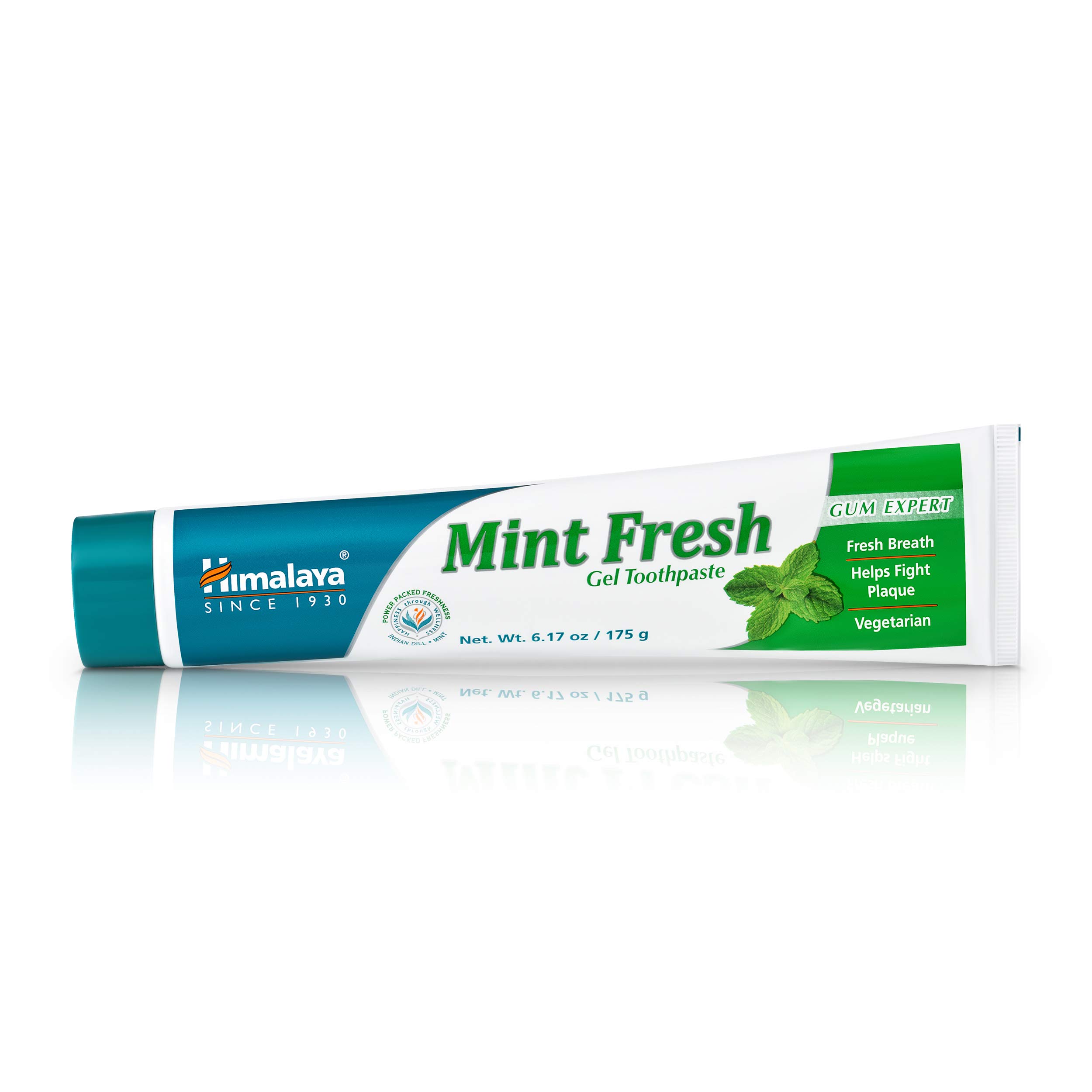 Himalaya Mint Fresh Gel Toothpaste - Fluoride Free for Plaque Reduction & Teeth Whitening, 6.17 oz - Natural Oral Care for Fresh Breath & Healthy Gums - Perfect for Daily Use at Home or Travel