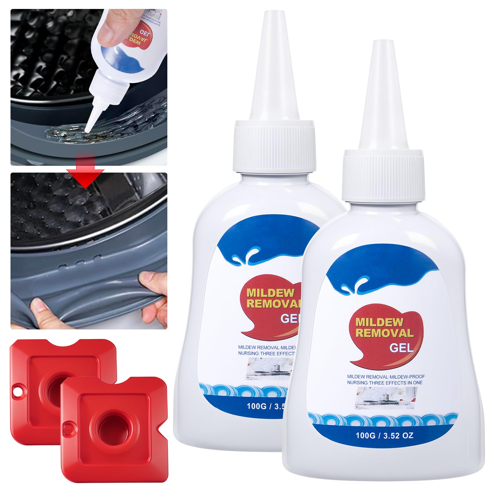 2 Pack Home Remover Gel - Powerful Washing Machine Cleaner & Refrigerator Deodorizer Strips | Deep Cleans Tiles, Grout, Bathroom Sinks, Showers & Kitchen Surfaces (7 Fl Oz) - Ideal for Home Maintenance & Appliance Care
