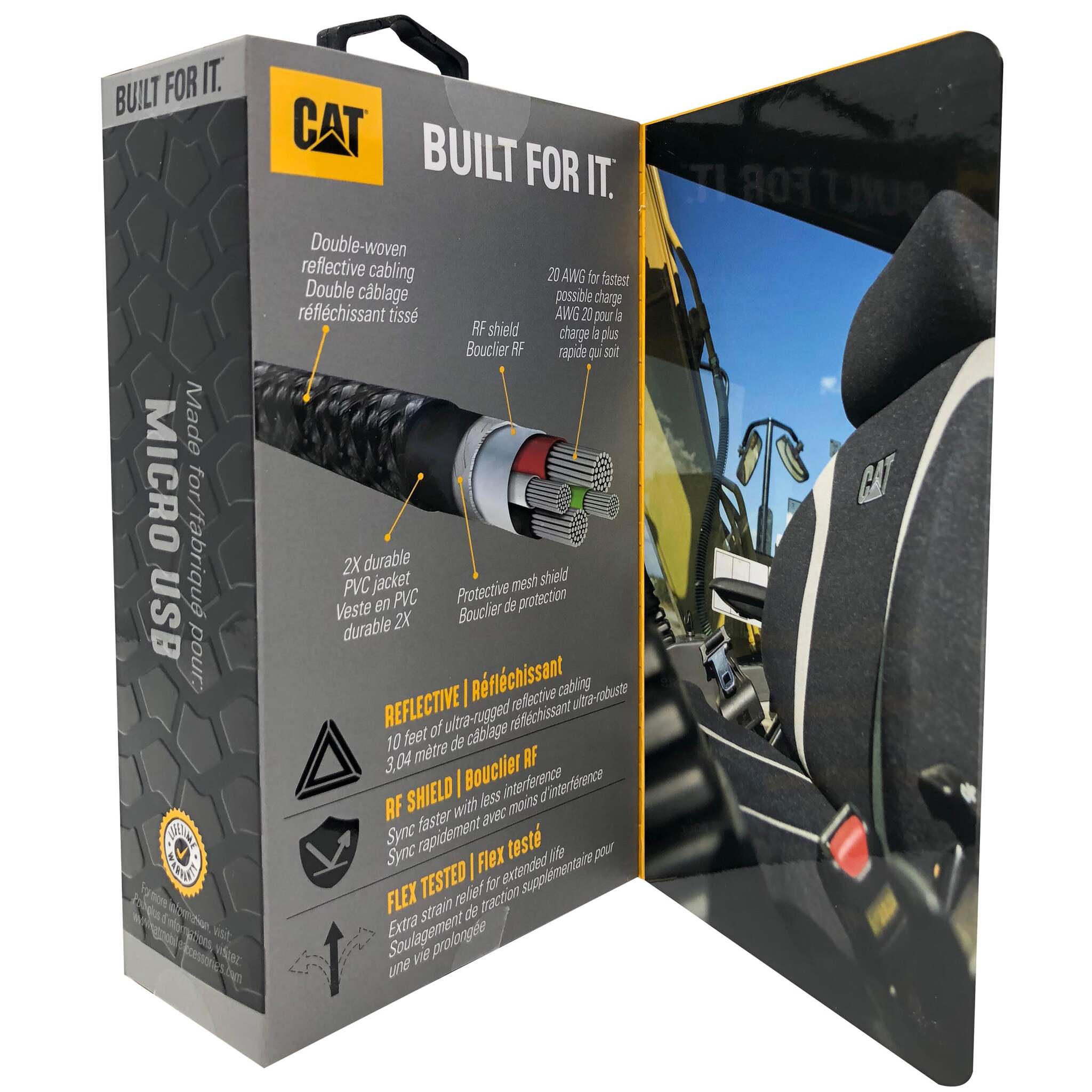 CAT® Micro USB to USB Charging & Sync Cable 10 Feet - Fast Charging & Data Transfer for Smartphones, Tablets, Cameras & More
