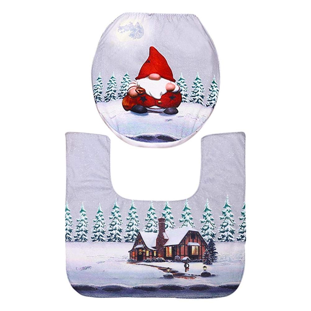 ZIYUMI Santa Toilet Seat Cover and Bathroom Carpet Set - Christmas Holiday Decorations for Bathroom - Festive Home Accessories for Xmas Party & Family Gatherings