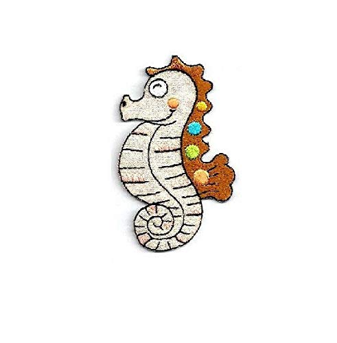 Seahorse Iron On Patch - Ocean & Beach Themed Polka Dot Embroidered Applique - Perfect for DIY Crafts, Jackets, Bags & Denim Upcycling