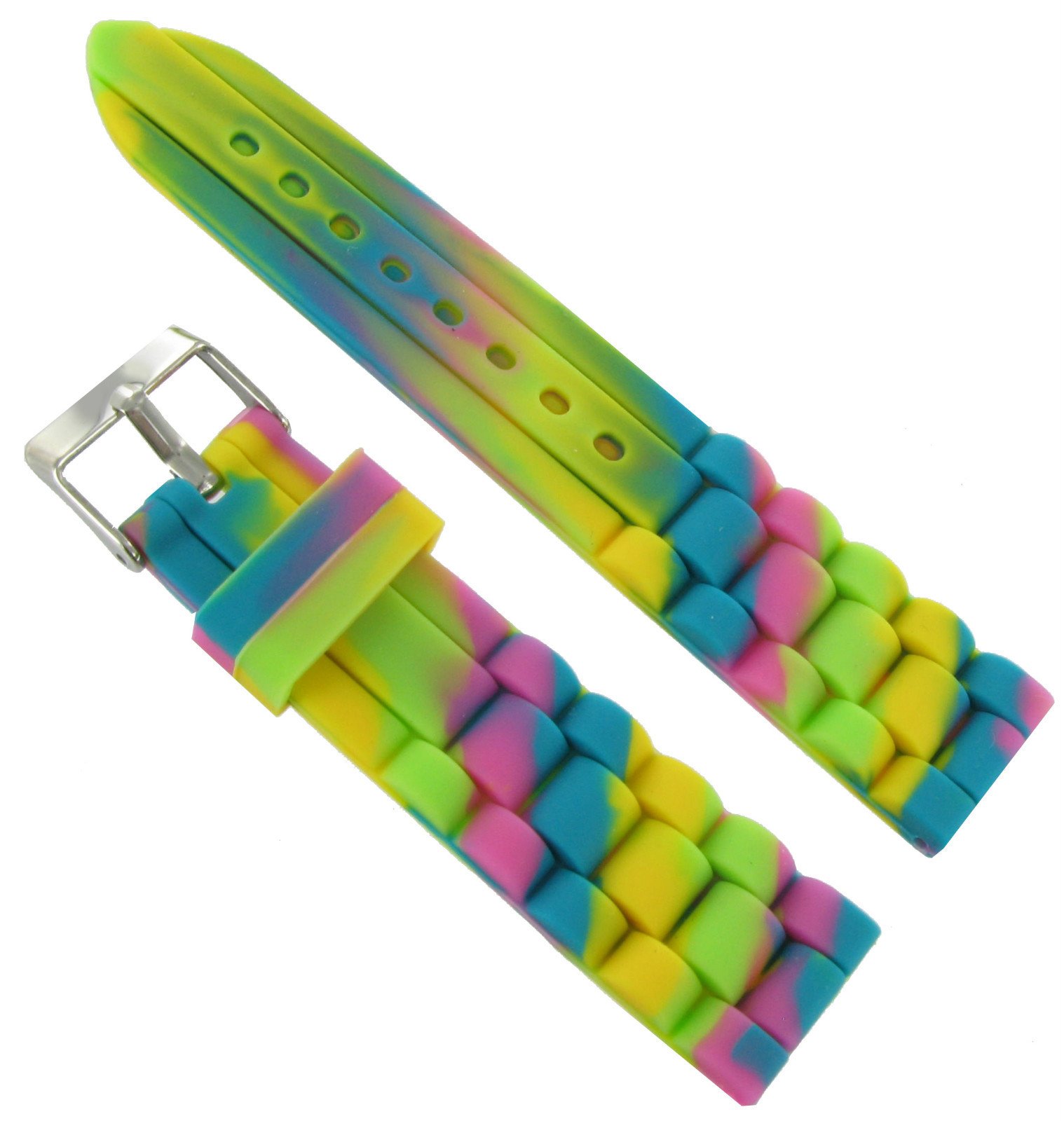20mm Rainbow Silicone Watch Band - Waterproof & Trendy for Sports & Daily Wear