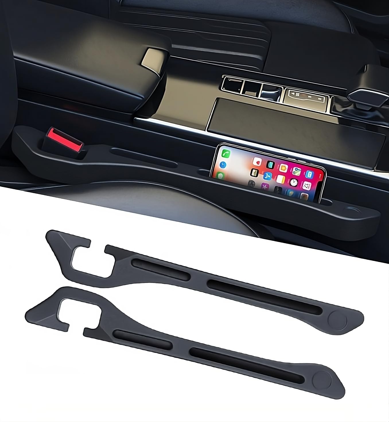 2 Pack Car Seat Gap Filler Organizer - Premium Car Seat Gap Filler to Prevent Items from Falling Between Seats & Console - Universal Fit for Most Vehicles - Perfect for Phones, Keys, Wallets & Small Essentials - Ideal for Road Trips, Commuting & Daily Driving
