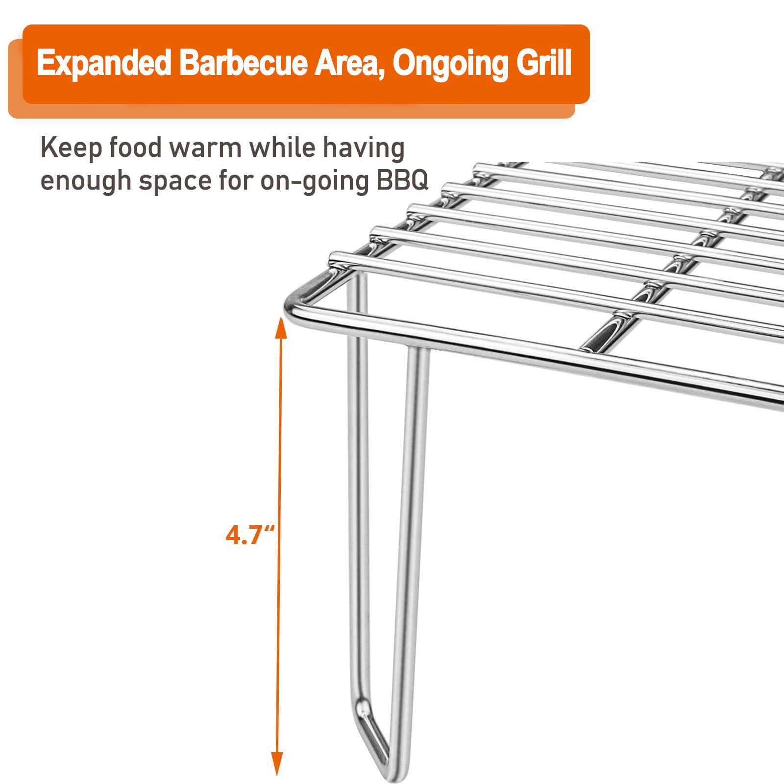Premium Stainless Steel Grill Warming Rack for Green Mountain Daniel Boone Pellet Grill | Heavy-Duty Upper Rack Replacement for GMG-6008 | Perfect for BBQ, Smoking & Outdoor Cooking Accessories | Silver Finish