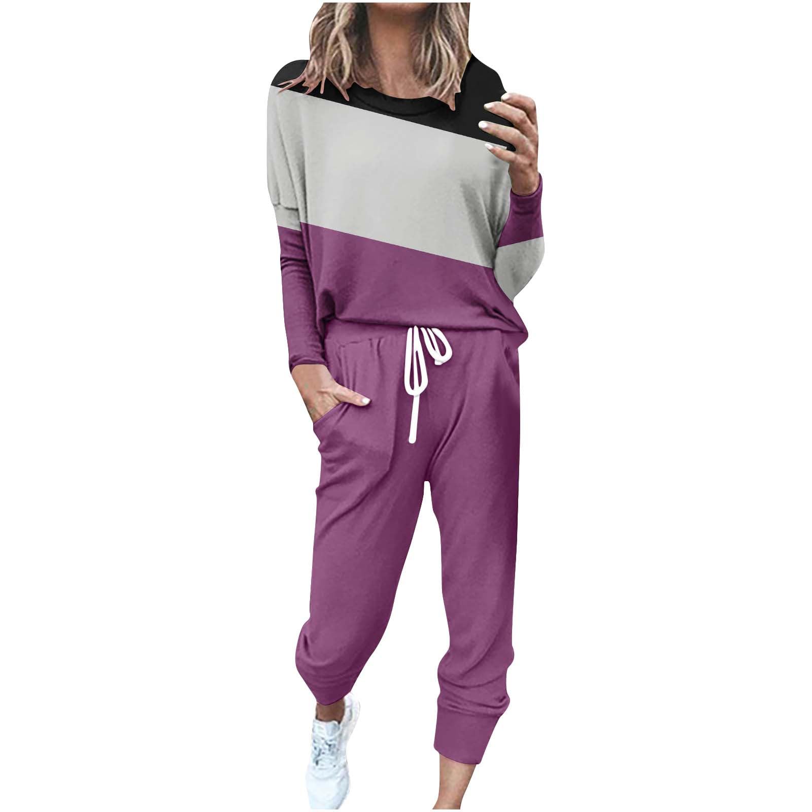 Jxsoyen Women's 2-Piece Lounge Set - Crewneck Long Sleeve Top & Drawstring Jogger Pants Tracksuit | Comfortable Outfit for Home, Yoga, Running & Casual Wear
