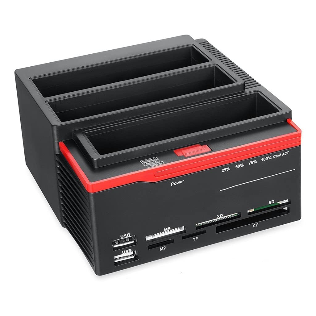 USB 3.0 to SATA/IDE Dual Bay External Hard Drive Docking Station with Card Reader - 2.5
