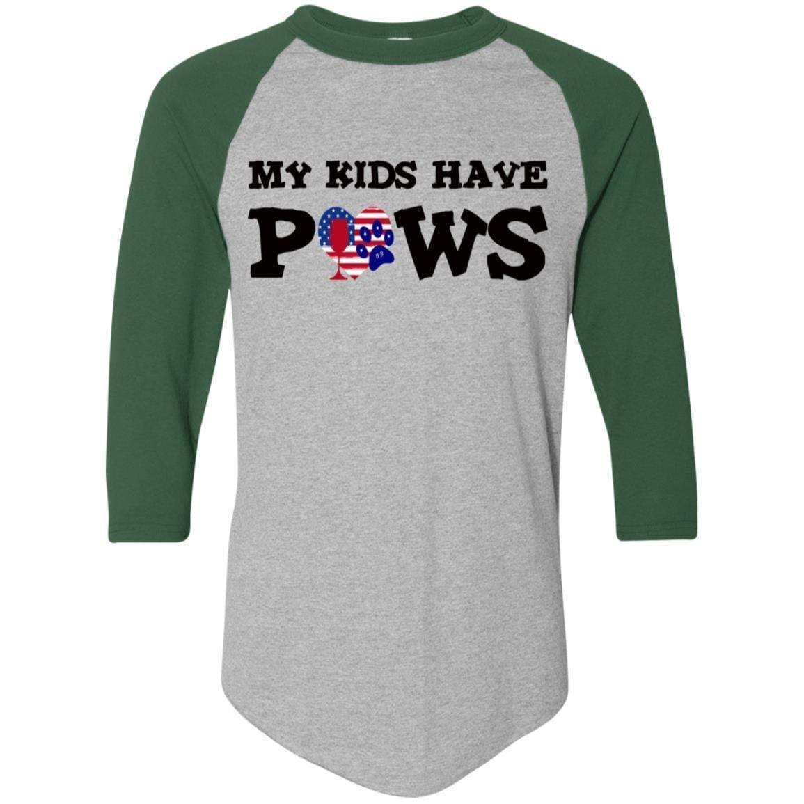 My Kids Have Paws Colorblock Raglan Jersey - Funny Dog Lover T-Shirt for Women | WineyBitches.Co | Perfect for Pet Owners, Dog Moms & Animal Lovers