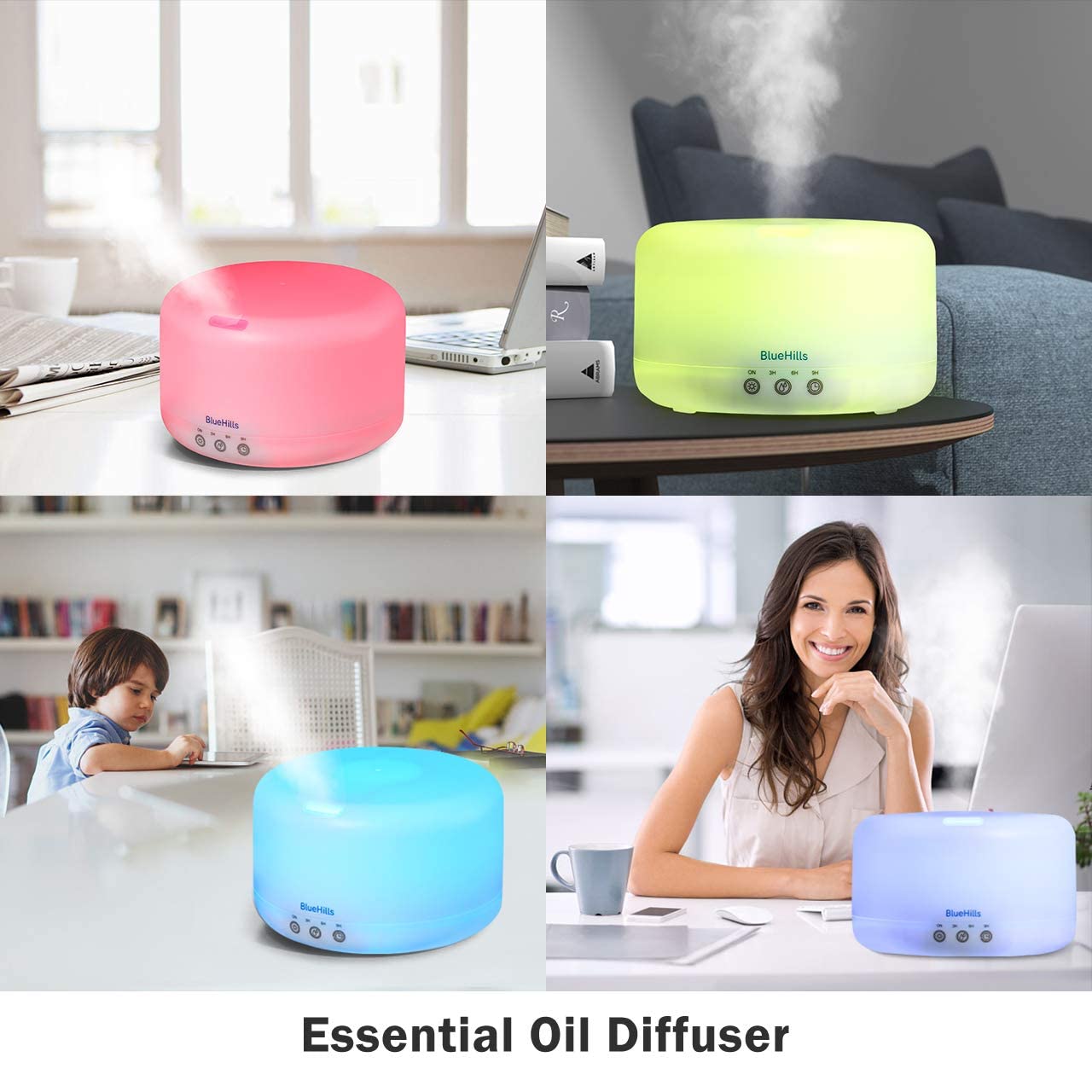 Premium 1000ml XL Aromatherapy Essential Oil Diffuser & Humidifier for Large Rooms - 18 Hour Runtime, 1L Capacity, Remote Control, 7 Color Mood Lights (White) - Perfect for Home Spa, Yoga Studio, Bedroom Relaxation and Office Aromatherapy