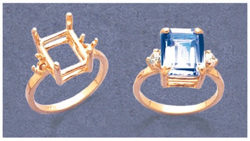 Solid Sterling Silver or 14kt Gold 9x7mm to 16x12mm Emerald Cut Pre-Notched Ring Blank - Size 7 Setting (163483/143483) - Perfect for Engagement Rings, Wedding Bands & Jewelry Making