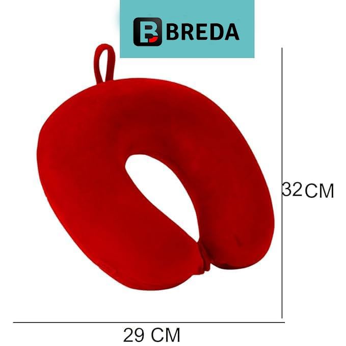 BREDA Memory Foam Travel Neck Pillow for Airplane, Car & Office - Ergonomic Neck Support for Pain Relief, Cervical Support & Better Sleep - Perfect for Long Flights, Road Trips & Work Breaks