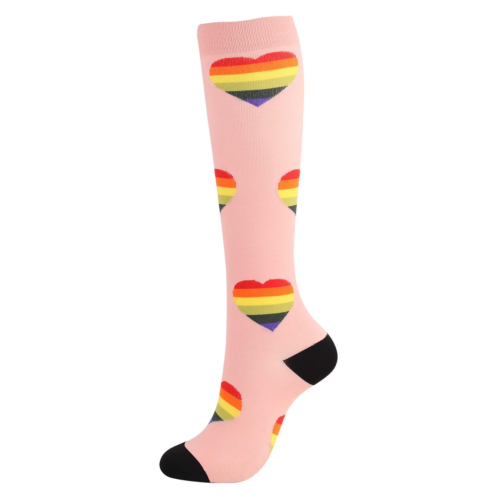 Compression Socks for Women & Men - Breathable Elastic Sports Stockings with Knee High Support - Ideal for Running, Hiking, Travel & Varicose Vein Relief
