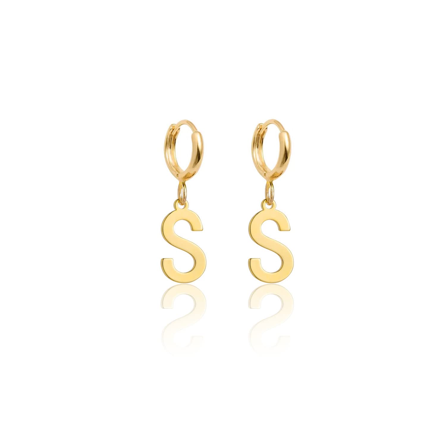 14K Gold Plated Initial Earrings for Women - Dainty Gold Dangle Hoop Letter Earrings - Elegant Personalized Jewelry Gift for Her - Perfect for Everyday Wear, Date Nights & Special Occasions