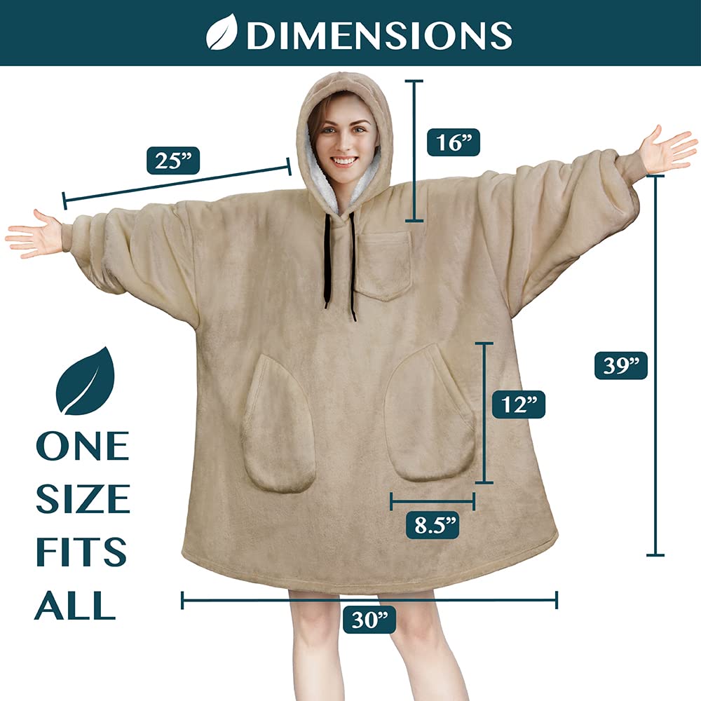 PAVILIA Wearable Blanket Hoodie for Women & Men - Sherpa Fleece Oversized Sweatshirt Blanket with Hood - Cozy Lounge Wear for Netflix, Camping & Home Relaxation